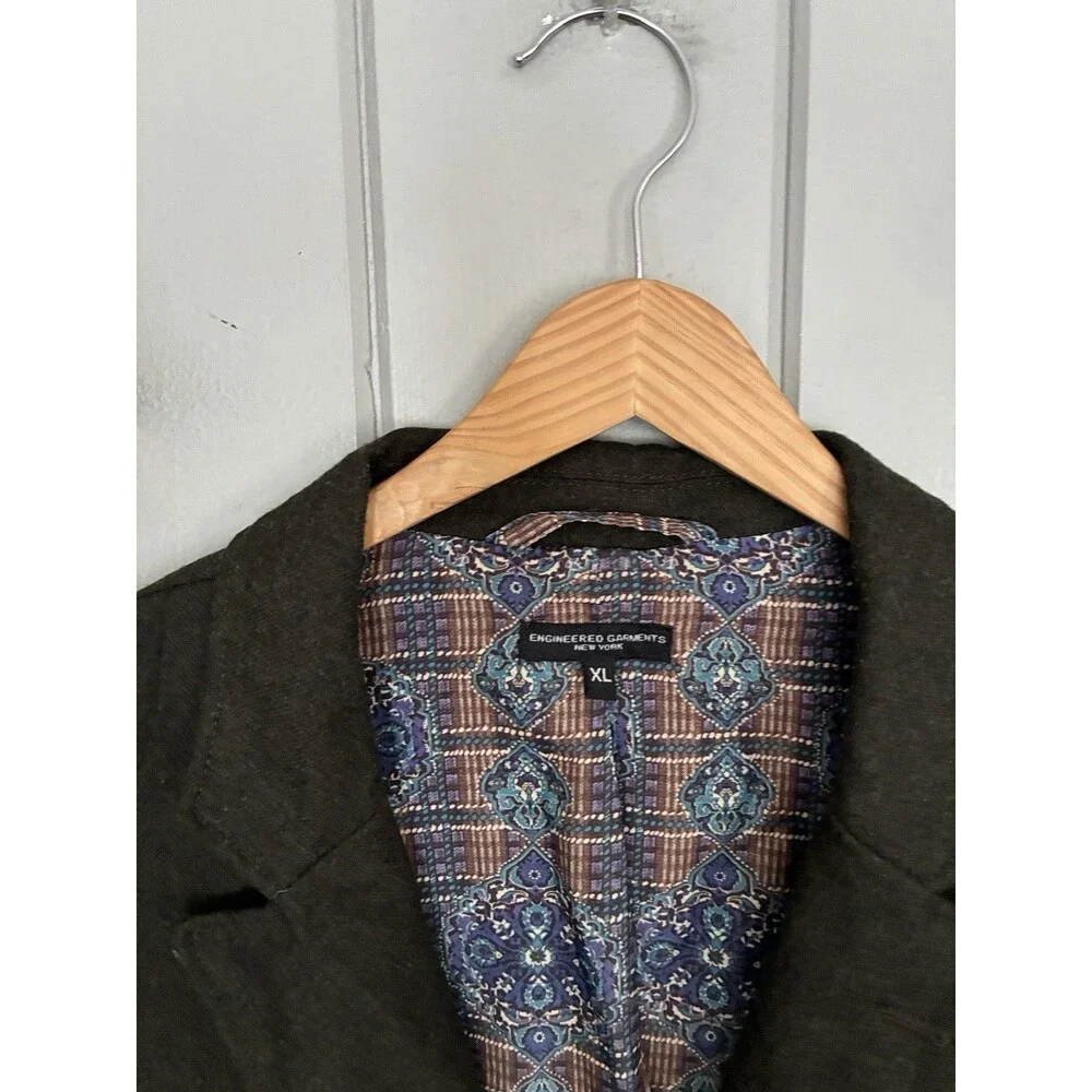 Engineered Garments Andover Jacket Blazer XL Olive Green Pockets 100% Wool Lined